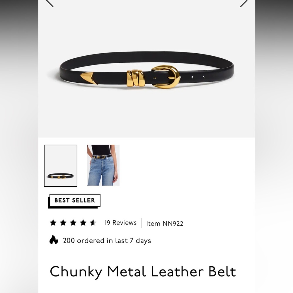Madewell chunky metal leather belt black size large